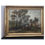 Fancy Antique Framed Oil Painting on Board