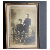 Framed Vintage Photo of (2) Young Boys & a Bench