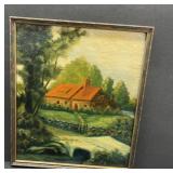 Vintage Framed Colorful Country Art