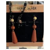 Pair Vintage Earrings (Coral color)