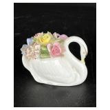 Vintage Porcelain Floral Swan