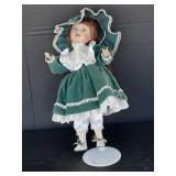 Vintage Porcelain Doll on Stand