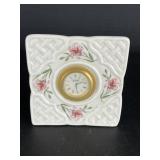 Rare Belleek Floral Porcelain Clock