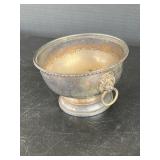 Silver Tone English Bowl w/Lions Mask Decoration