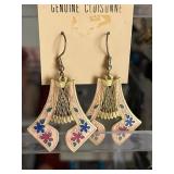 Vintage Pair Colorful Cloisonnï¿½ Earrings