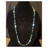 Vintage Colorful Blue Beaded Necklace