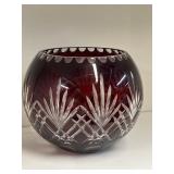 Etched Red Lead Crystal Decorative Bowl