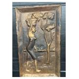 Signed Figural Copper Relief