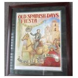 LRG FRAMED OLD SPANISH DAYS COLORFUL ART