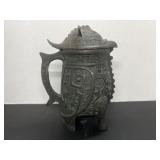 Ornate Asian Influence Metal Pitcher w/ Lid
