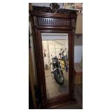 OUTSTANDING TALL Mahogany Beveled Mirror