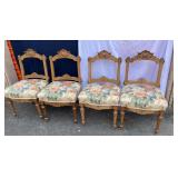 Nice Set of (4) Antique Chairs w/Floral Upholstery