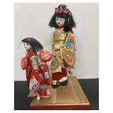 (2) Japanese Figurines On Display Base