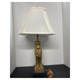 Ornate Gold Tone Metal Lion Table Lamp