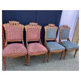 Outstanding RARE Set of (4) Fancy Carved Walnut