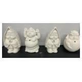 (4) Fancy Porcelain Drink Holders w/Straw Holes