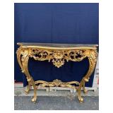 Fancy Carved Gold Console Entry Table