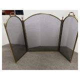 Fancy Tri-Fold Brass Fire Screen