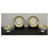 Alma Kunst 2 Fancy Demitasse Cups & Saucers