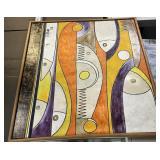 Large Signed Contemporary Art with Fish