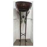 Fancy Folding Metal Stand w/Large Metal Bowl