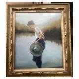 Large Fancy Gold Framed Signed Oil Painting on