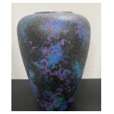 Lovely Painted Large Metal Vase Signed