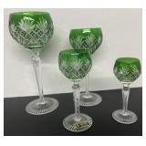 4 Cut-to-Clear Etched Lead Crystal Goblets
