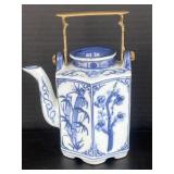 Knobler Hand Painted Blue & White Porcelain Teapot