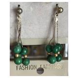 Vintage Pair Green Dangle Earrings