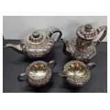 Fancy 4-Piece Vintage Silver Plated Tea Set