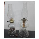 (2) Oil Lamps with Chimneys