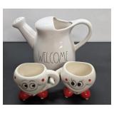 3 Pieces Artisan Pottery  (Rae Dunn by Magenta,