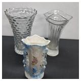 (3) Vintage Vases (Crystal, hand painted, etcï¿½)