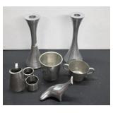 (8) Pieces Vintage Silver Tone Metalware