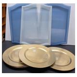 Lot of Gold Tone Platters & Plastic Lids/Trays