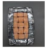 Fancy Ceramic Platter in Basket Weave Design