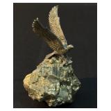 Pewter Eagle W/Snake between talons on Pyrite