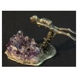 Vintage scuba diver figurine crystal geode