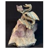 Spoontiques Pewter Dragon Statue Purple Amethyst