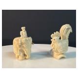 Original Antique Hand Carved Bone Asian FIGURES