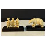 Original Antique Hand Carved Bone Asian FIGURES