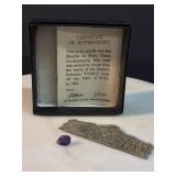 Antique piece with Certificate
