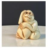 Original Antique Hand Carved Bone Asian FIGURES