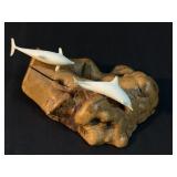 John Perry Dolphin Sculpture On Burlwood