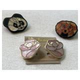 Inlaid Jewlery , 2 Pins, and Earrings Lovely