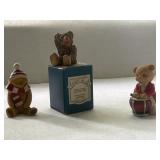 3 Miniture Teddybear Figurines