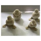 4 Composite Chick Figurines