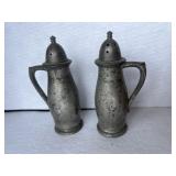 2 Old Pewter Salt & Pepper Shakers