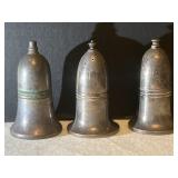 3 Heavy Signed Silver Toned Shakers